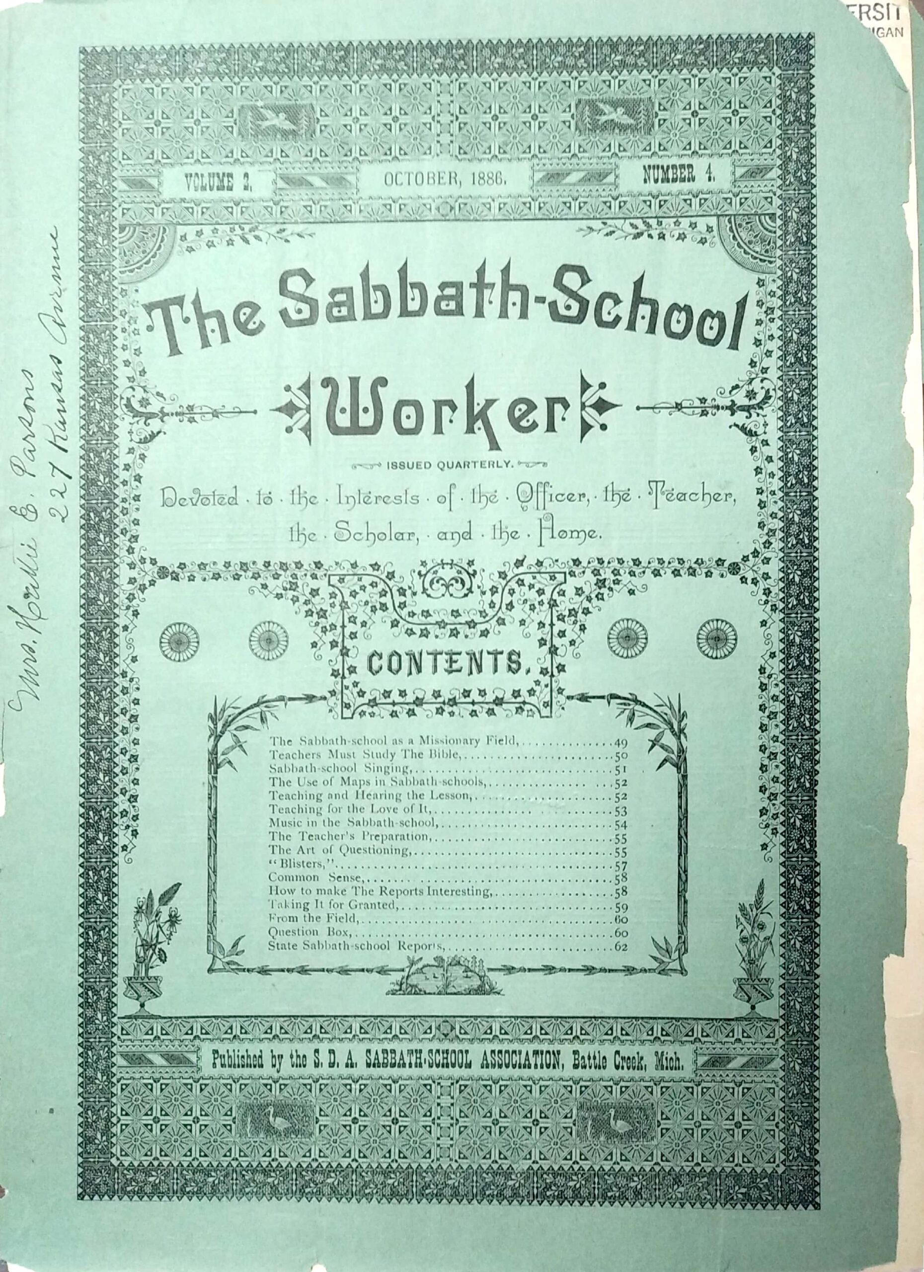 Harmonizing with Trinitarians? – Sabbath School Worker, October 1886: “The Sabbath School as a Missionary Field” by E.G. White